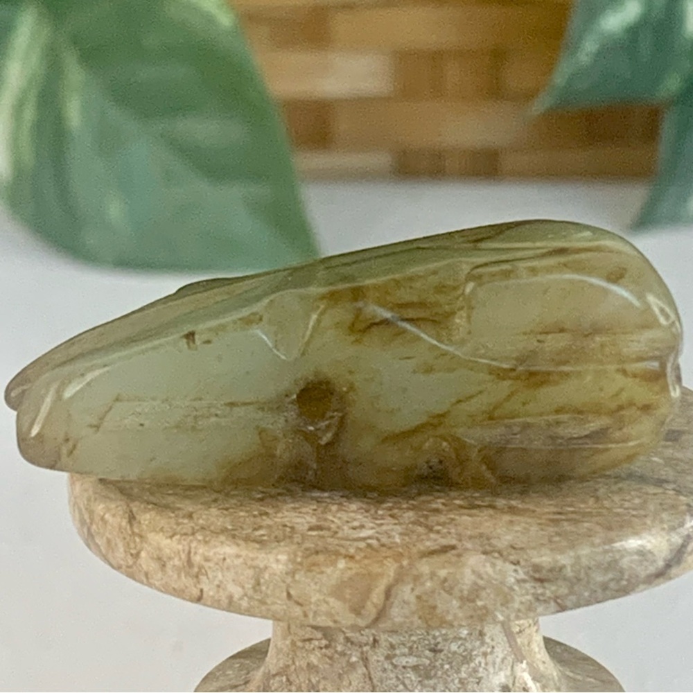 Vintage Chinese Zodiac Jade Rat Pendant Bead Hand Carved Miniature Animal 1.7" - Picture 11 of 14